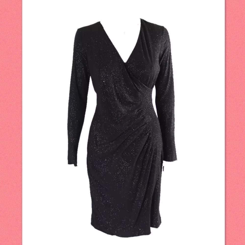 🎀Calvin Klein Black Sparkle Wrap Dress 10 EUC🎀